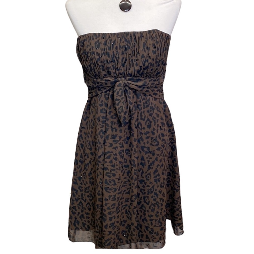 Nicole Miller Platinum Strapless Animal Print Dress